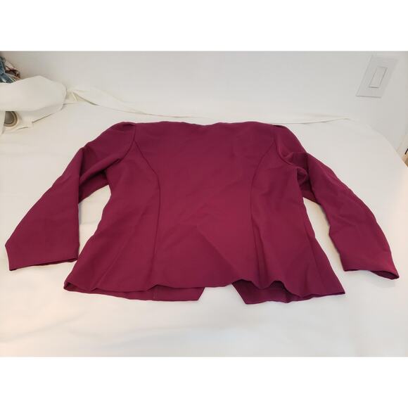 VINTAGE Jacket Blouse Womens 14P Burgundy Lace Hanky Collar Floral 80s Buttons - Picture 4 of 12